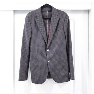 Ariston Eison Size 50L Brown Plaid Gingham 100% Wool Triple Thread Honest Blazer
